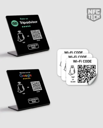 Airbnb Pack: 2 NFC review stands για Google και Tripadvisor 12 X 14 cm Black + 3 WI-FI NFC Stickers