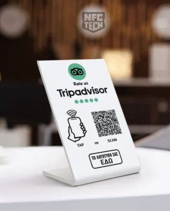 Tripadvisor Reviews Stand NFC μικρό με Λογότυπο - Λευκό