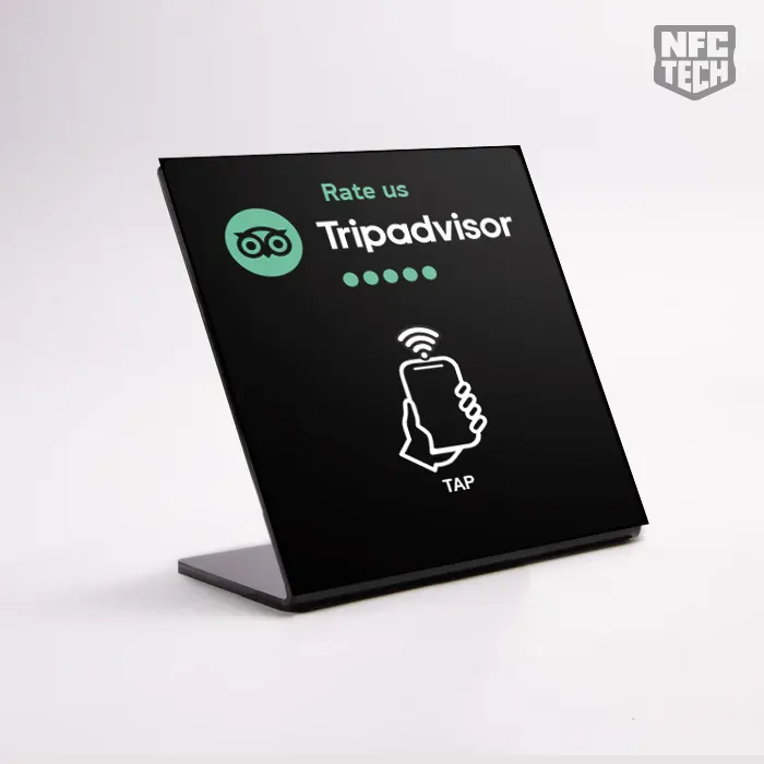 Μαύρο NFC Stand 12 X 14 cm για Tripadvisor Review χωρίς λογότυπο και QR code