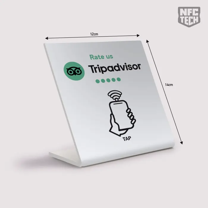 Λευκό NFC Stand 12 X 14 cm για Tripadvisor Review χωρίς λογότυπο και QR code
