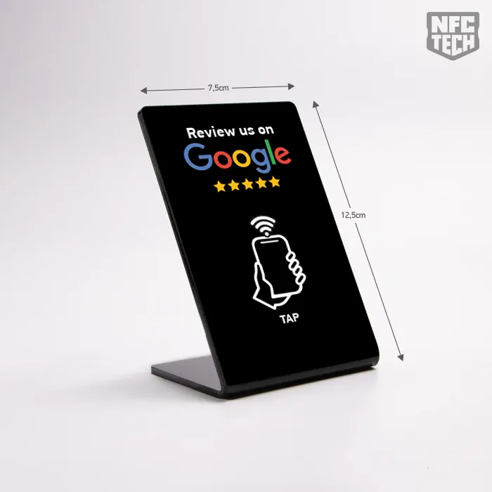 Μαύρο NFC Stand 12,5 X 7,5 cm για Google Review, χωρίς λογότυπο και QR code