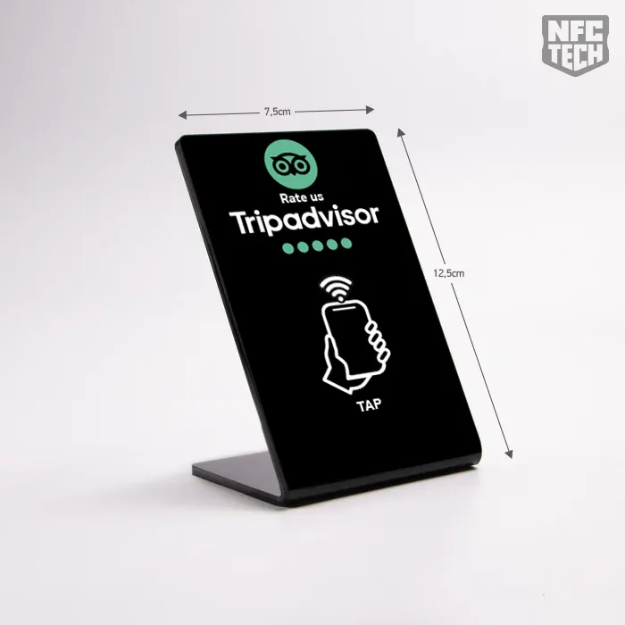 Μαύρο NFC Stand 12,5 X 7,5 cm για Tripadvisor Review χωρίς λογότυπο και QR code