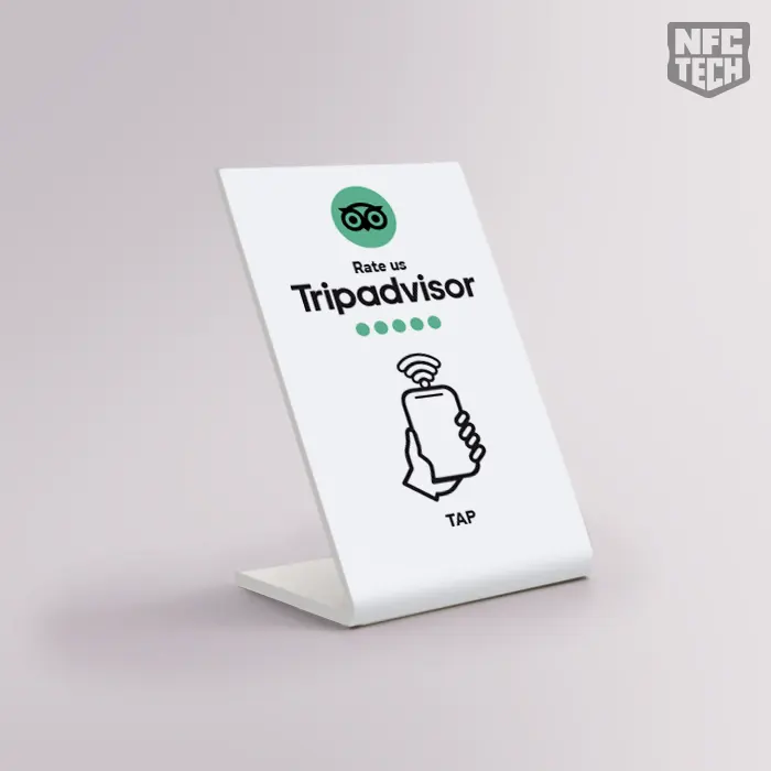 Λευκό NFC Stand 12,5 X 7,5 cm για Tripadvisor Review χωρίς λογότυπο και QR code