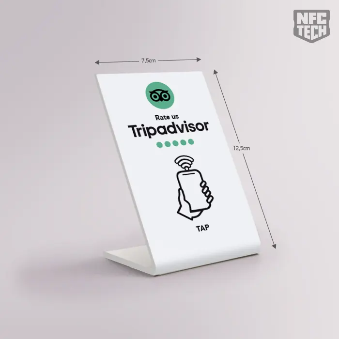 Λευκό NFC Stand 12,5 X 7,5 cm για Tripadvisor Review χωρίς λογότυπο και QR code
